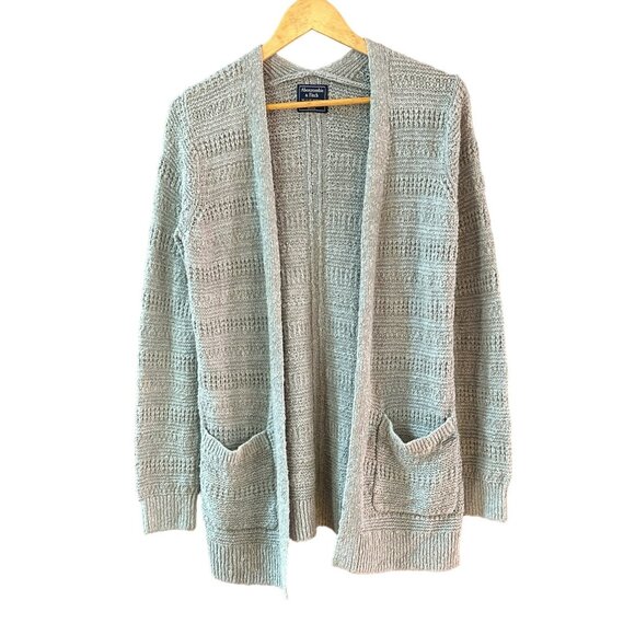 Abercrombie & Fitch Gray Open Front Cardigan Size XS Y2K Grunge 1990s Academia - Picture 1 of 4